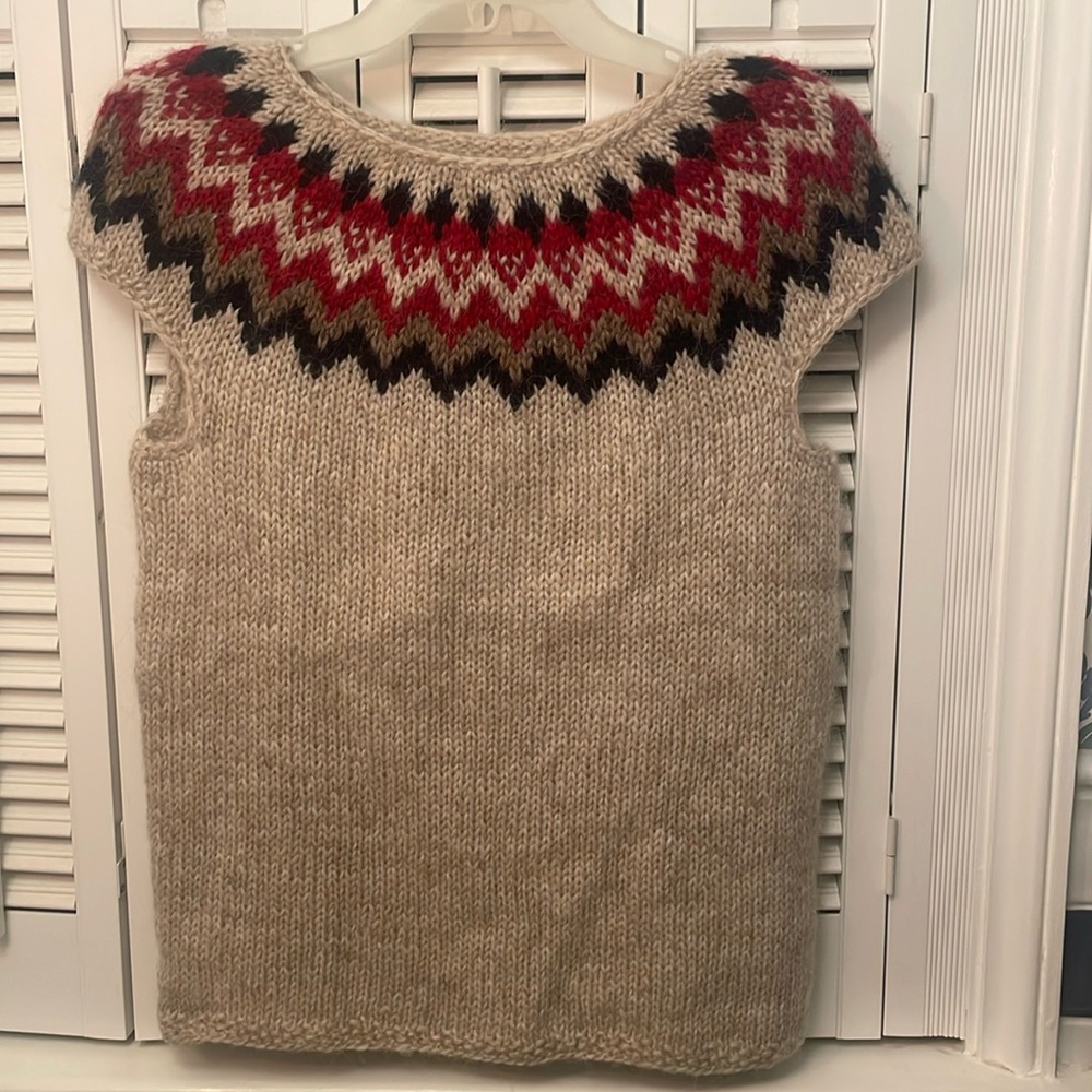 Icelandic wool hand knit sweater vest
